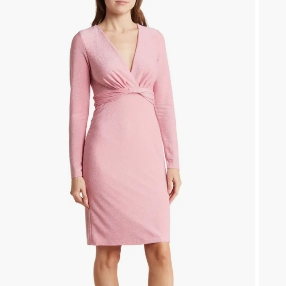 Area Stars NWT Shimmer Long Sleeve Dress Pink Size Small